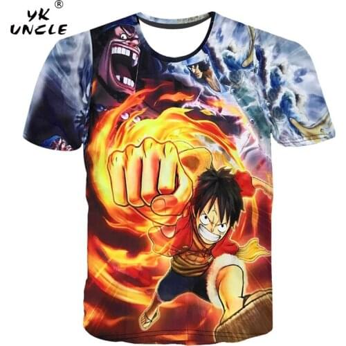 YK UNCLE Brand One Piece T Shirt Men T-shirt Funny Monkey D. Luffy 3D Printing T Shirts O-neck Clothing Mens Anime Tee Shirt