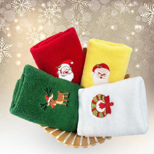 2020 Decorative Christmas Towel Gifts Luxury Hand Towel Set Embroidered Snowman Santa Claus Towel 100% Cotton Bath Towel