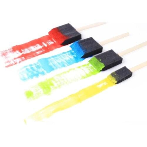 Sponge Paint Brush Toys Wooden Handle Foam Sponge Brushes Kids Children Drawing Painting Graffiti Tools School Supplies