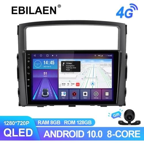 EBILAEN Multimedia Car Radio For Mitsubishi Pajero 4 V80 V90 2006-2014 Android 10.0 GPS Navigation Wireless Carplay QLED Camera