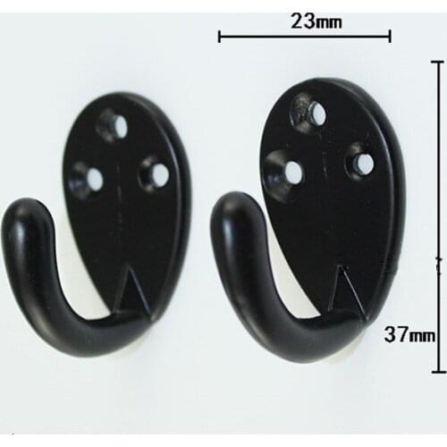 European Black Alloy Home Hat Coat Clothes Towel Wall Door Hangers,3 Holes Hooks Bathroom Accessories Coat Hooks,23*37mm,10Pcs