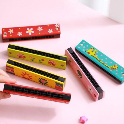 Harmonica 16 Holes Musical Educational Toy Kids Musical Toys Wooden Woodwind Music Instrument Toys For Students Birthday Gifts