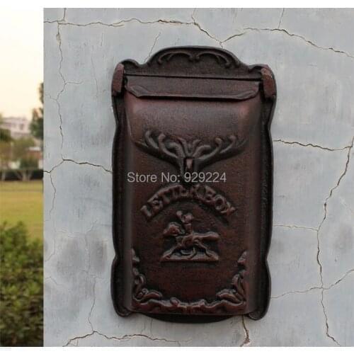 Hot Sale Free shipping Pony Express Comment Mailbox Reproduction Victorian Style Antique Wall Mount Iron Mail Letters Post Box