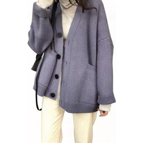 2021 Cardigan Women Solid Knitted Single Breasted V-neck Korean Style Office Ladies Leisure All-match Stylish Outwear Sweater