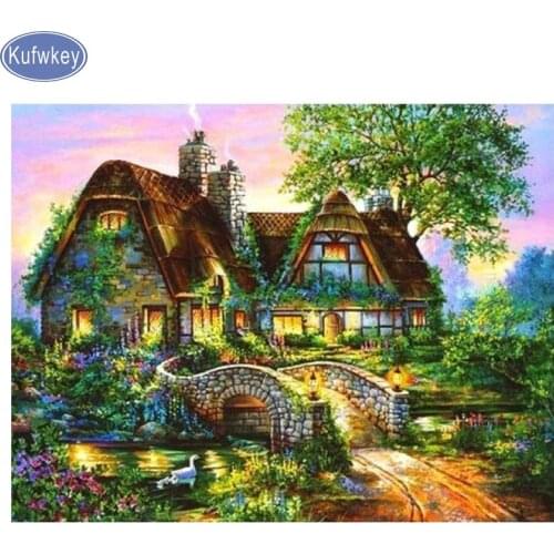 Landscape house Diamond Embroidery 5D DIY Diamond Painting Full Square Cross Stitch Diamond Mosaic sale Picture Of Rhinestones