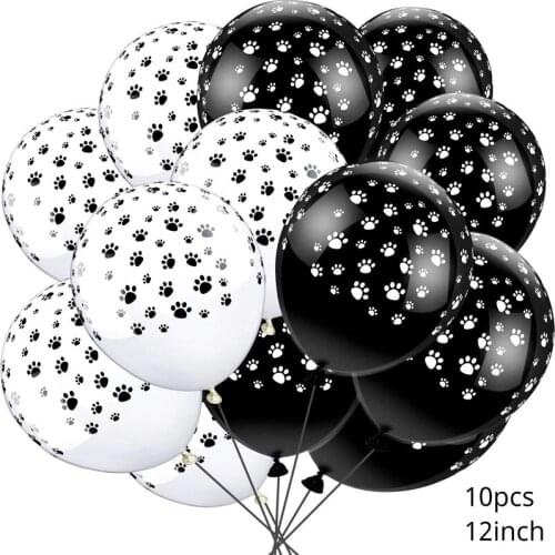10pcs Black Dog Paw Balloon Latex Ball Bare Footprints Paw Balloon Party Paw Dog Balloon Birthday Party Decoration Balloons
