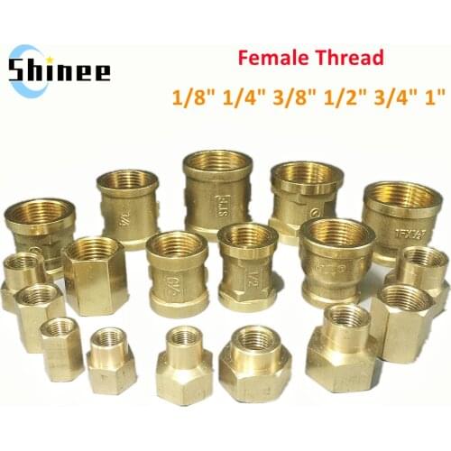 Brass Pipe Fitting Copper Hose Hex Coupling Coupler Fast Connetor Female Thread 1/8" 1/4" 3/8" 1/2" 3/4" BSP For Water Fuel Gas