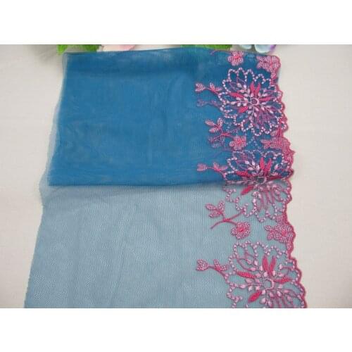 2Yards Lace Trim Ribbon Single Side Embroidery Purple Blue Fabrics Sewing Accessories Wedding Dress Home Textile Supplies 20cm