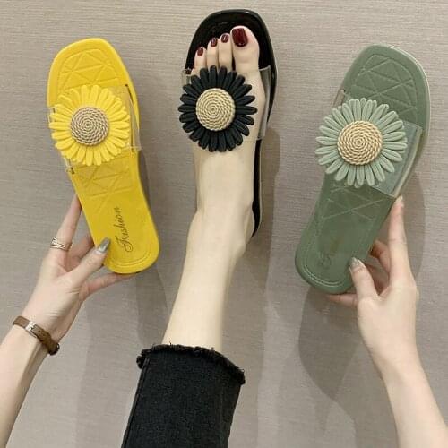 2020 summer new style slippers lady chrysanthemum flower indoor and outdoor wear slippers net red jelly shoes leisure girls sand