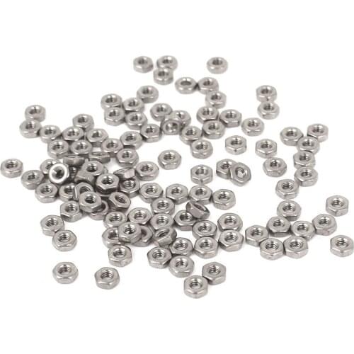 Metric M2 Hex Nuts 304 Stainless Steel Fastener DIN934 100pcs for Bolt
