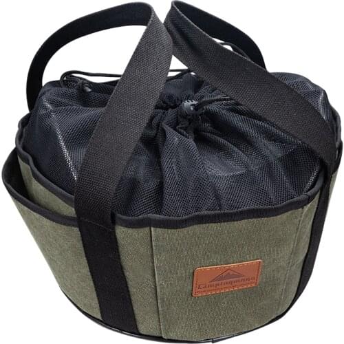 Multifunctional Portable Dutch Oven Canvas Storage Pouch Storage Bags Cooking Utensils Organizer for Outdoor Activities BBQ A50