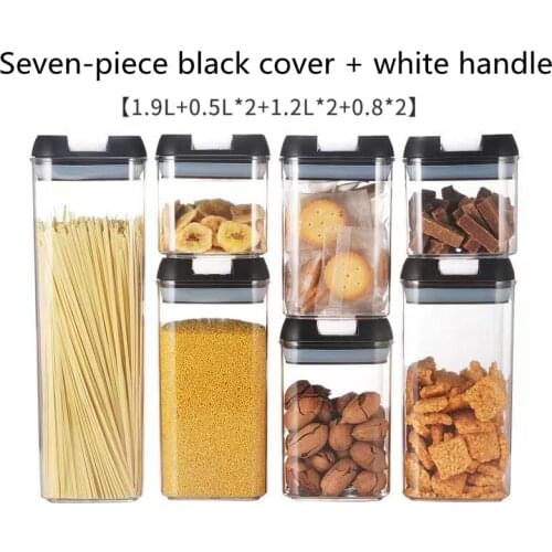 7-piece Set Food Storage Container Plastic Kitchen Storage And Organization Box Multigrain Storage Tank Transparent Sealed Cans