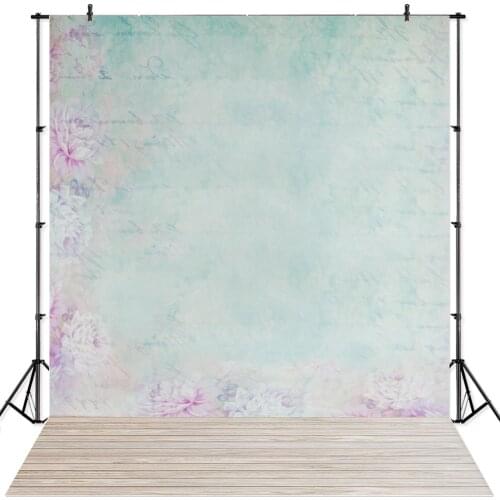 NeoBack Vinyl Cloth Photography Background Newborn Blue Floral Wall Wood Floor Photo Backdrop Children Photocall Banner Drop