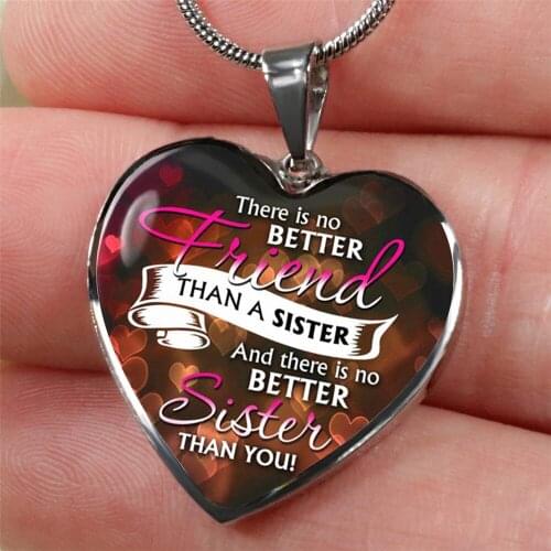There Is No Better Sister Than You Love Heart Shape Pendant Necklace Exquisite Family Gift To Sister Christmas Jewelry Gift