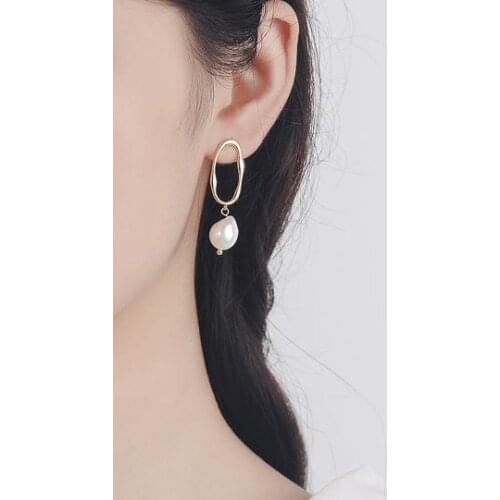 New Arrival Favorite Pearl Earring White Baroque Natural Freshwater Pearl Jewelry S925 Gold Color Sterling Silver Earring