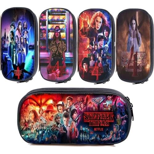 Stranger Things 4 Pencil Bag Multifunctional Pencil Box Large Capacity Pencil Cases Girls Makeup Bag Supplies Pencil Pouch