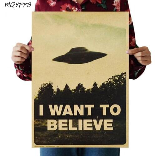 I believe that UFO Kraft Paper Poster Interior Decoration Painting Wall Sticker 50.5x35cm