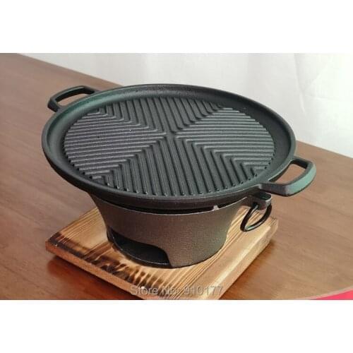 Portable cast iron charcoal barbecue grills bbq grill 25CM iron baking pan heating stove Home Hotel table BBQ 037-1