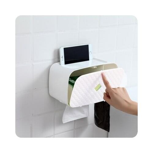 Portable Toilet Paper Holder Wall-mounted Paper Dispenser For Bathroom Plastic Tissue Storage Box Bathroom Accessories Set