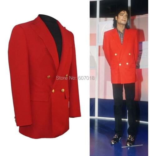 Rare MJ Michael Jackson Award Ceremony Red Blazer Suit Jacket Skinny Black Pants Exactly Same Full Set