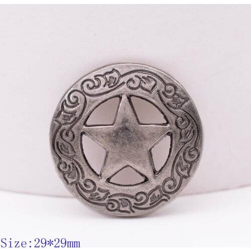 10X 29mm Vintage Sliver Western Engraved Texas Star Leathercraft Belt Conchos