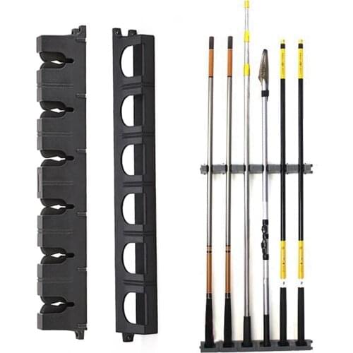 Fishing Vertical 6-Rod Rack Horizontal Fishing Pole Holder Wall Mount Modular Fishing Rod Collection Rack Storage Rack ABS Rack