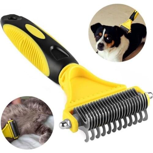 Pet Hair Remover Brush Stainless Steel Cat Dog Fur Shedding Trimming Comb Dematting Grooming Tool Dog Hair Scissors Supplies