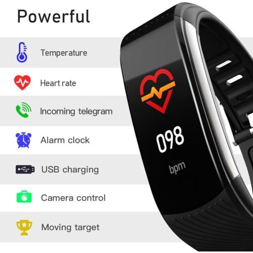 C6T Smart Band Waterproof Temperature Measuring Heart Rate Smart Bracelet Blood Pressure Monitor Health Wristband Fitness Tracke