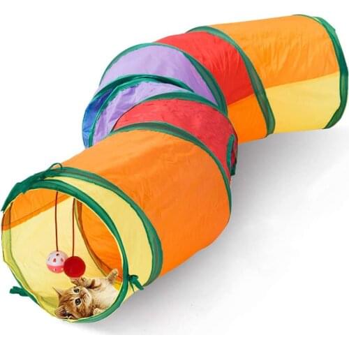 Cat Tunnel Pet Tube Collapsible Play Toy Indoor Outdoor Toys for Puzzle Exercising Hiding Training and Running with Fun Ball