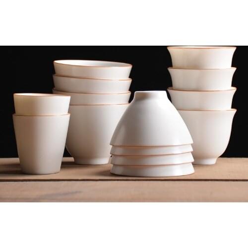 Japanese style tea cup Dehua white porcelain Kungfu tea set single cup handmade personalized Chinese ceramic household items