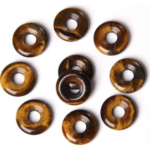 Yellow Tiger Eye Stone Beads Safety Button 18 MM Chinese Knot 6 MM Middle Hole Spacer Polished Natural Stone For DIY Jewelry