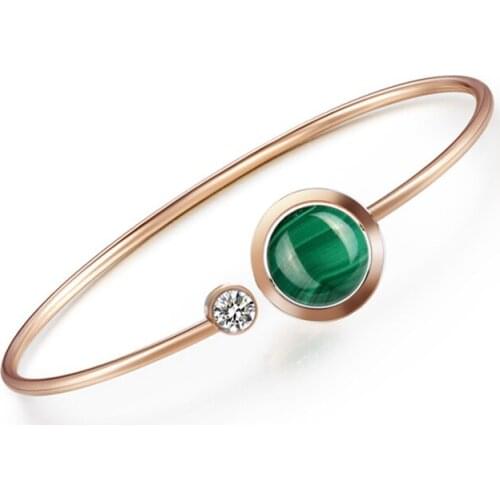Green Malachite Stone Ladies Bracelets Rose Gold Stainless Steel Wristband Jewelry Mixed Batch