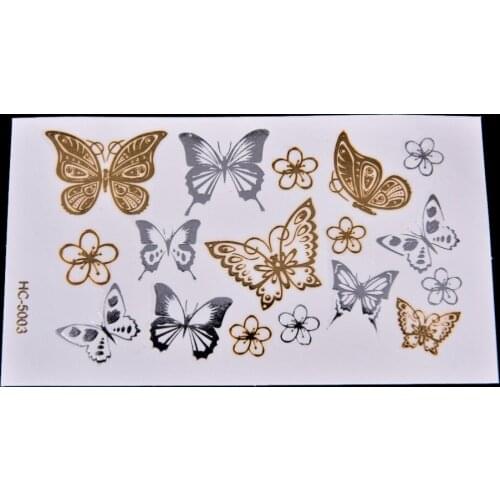 Gold Butterfly 3d Temporary Tattoo Body Art Flash Tattoo Stickers 11*6cm Waterproof Tatoo Home Decor Wall Sticker