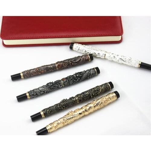0.7mm Rollerball Pen Jinhao 1pc Chinese Traditional Double Dragon Black Ink Refill Business Gift Pens School Office Supplies