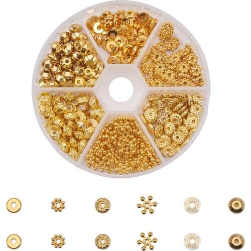 1Box 6 Grids New Handmade DIY Jewelry Accessories Sets,Copper Metal Spacer Beads for Fashion Bracelets Pendants Design Making