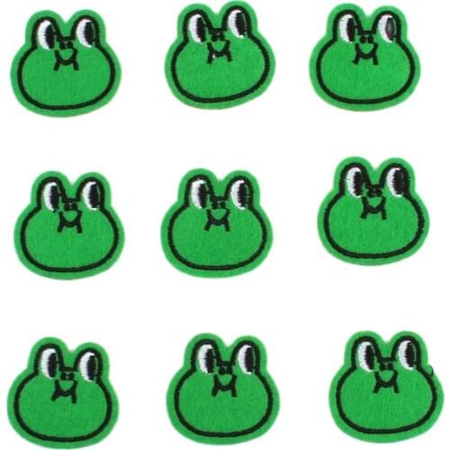 10pcs Iron On Frog Patches Embroidered Cartoon Animal Stickers DIY Jeans Coats Bags Dress Appliques Sew On Clothes Badge