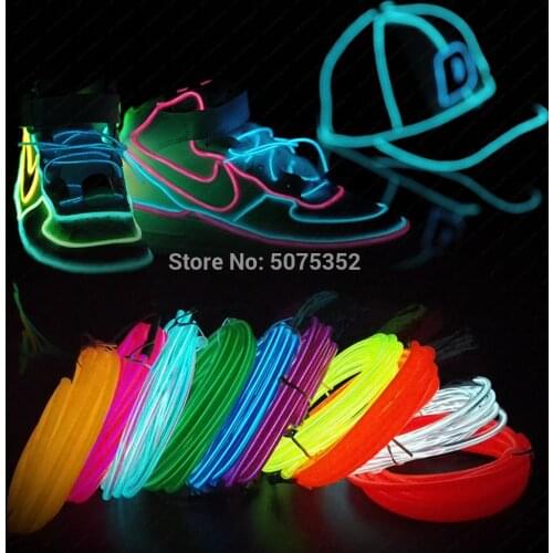 2.3mm Waterproof Neon Light Strip EL Tube Glowing EL Wire Rope Tube Decorative Garden Bedroom Christmas Costume