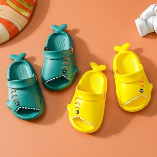 2021 Summer Fashion Funny Slippers Cute Shark Baby Kids Slippers Indoor Non-slip Boys Shoes Girls Beach Shoes Blue Pink