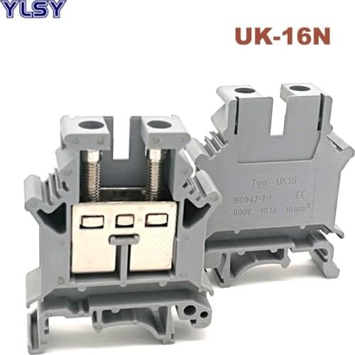 5Pcs UK-16N Din Rail Universal Screw Terminal Blocks Bornier Electrical Wire Terminals Block Connector Brass Morsettiera 16mm²