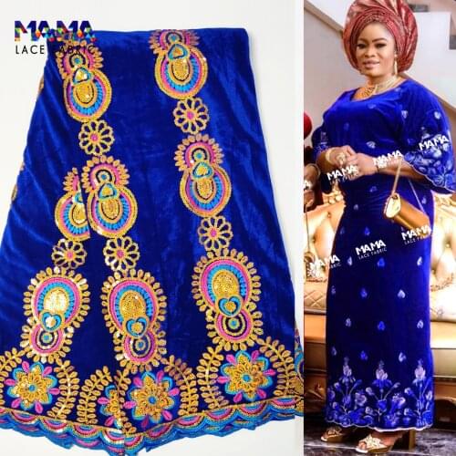 5 Yards Sequined Embroidered Velvet Lace Fabrics High Quality African Nigerian Women Traditional Wedding Dress Laces Sequins