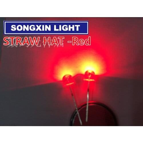 50pcs 5mm Transparent LED Diode Light Red Straw Hat Clear Lens 5 mm Light Emitting Diode LED Lamp Wide Angle Through Hole