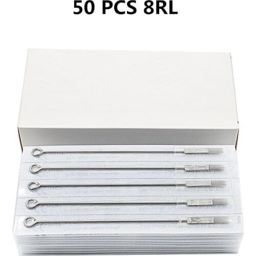 8RL 50PCS/Set Disposable Sterilized Tattoo Needles Stainless Steel Round Liner tattoo needle for tattoo grip tattoo