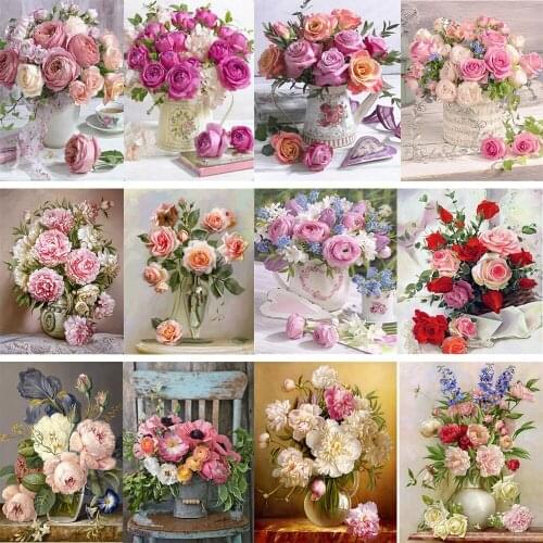 DIY 5D Diamond Painting Full Square Drill Flower Diamond Embroidery Rose Landscape Cross Stitch Mosaic Rhinestones Home Deco