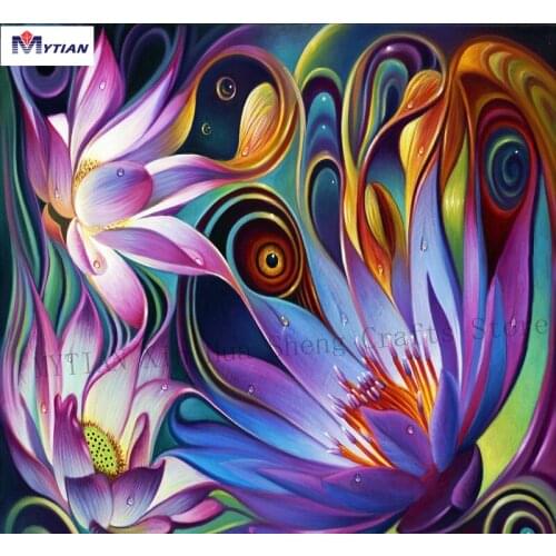 MYTIAN DIY Full Square Diamond Embroidery Flower 5D Diamond Painting Mosaic Cross Stitch Color Lotus Needlework Craft Home Decor