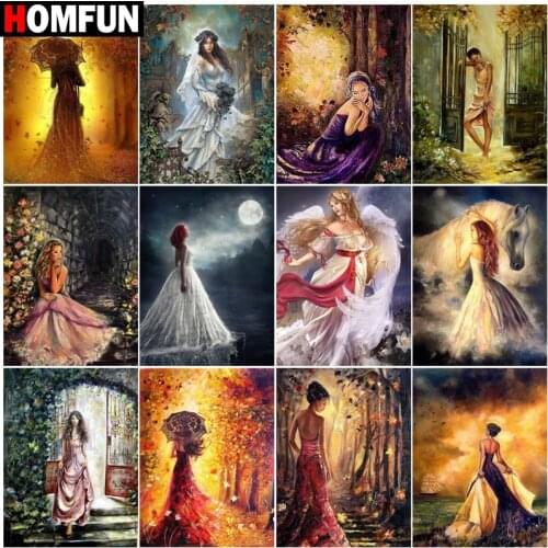 HOMFUN Diamond Painting Full Square/Round Diamond "little girl" Pattern Embroidery Cross Stitch 5D Rhinestone Painting