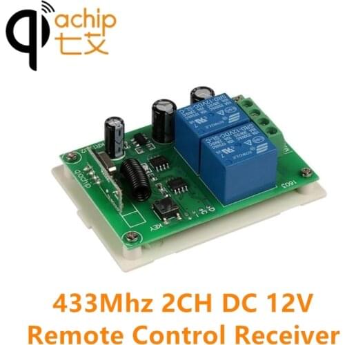 QIACHIP 433Mhz DC 12V 2CH Wireless Remote Control Switch Relay Receiver Module RF 433 Mhz For Motor Electric Gate Garage Door