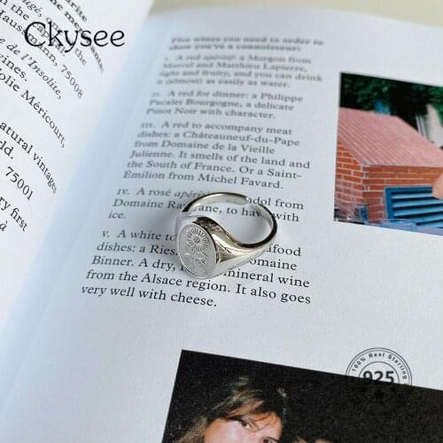Ckysee Design 925 Sterling Silver Ring Korean Classical Golden Siliver Sunflower Wide Ring For Women 2020 Trend Popular