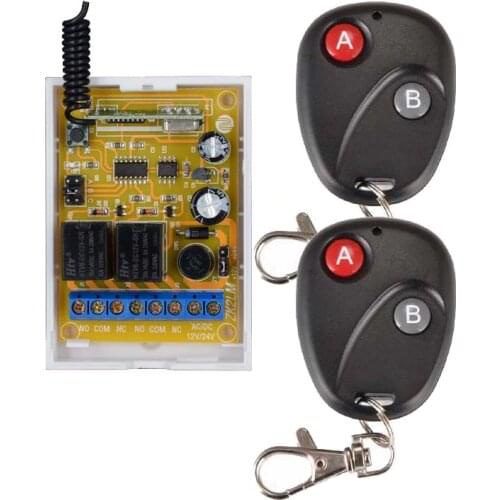 DC 12V DC 24V 10A 2CH RF Wireless Remote Control Switch System Transmitter + 1 X Receiver Learning code 315/433MHZ
