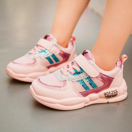 Children Casual Patchwork Shoes Baby Kids Boys Girls Mesh Breathable Sport Sneakers Kids Soft Non-slip Running Shoes White Pink