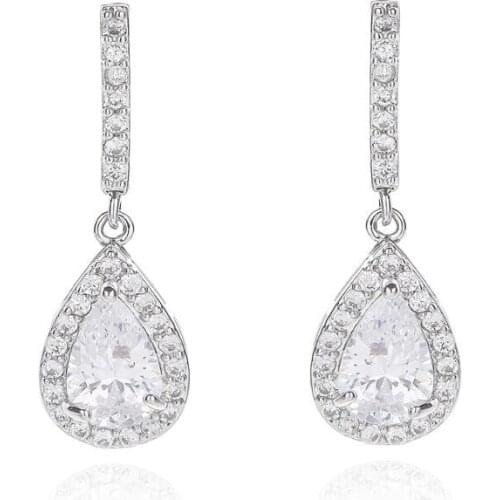 Classic Cubic Zircon Drop Earrings for Wedding, Crystals Dangle Earring for Bride, Women Girl Gift CE10048